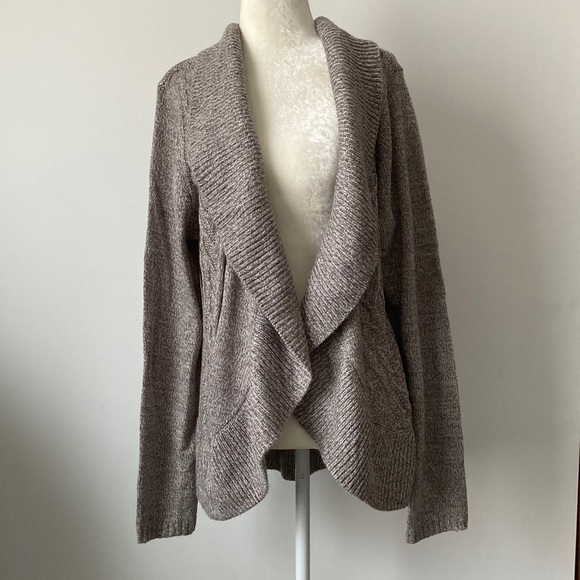Karen Scott Open Front Brown Long Sleeve Knit Cardigan - Picture 1 of 10